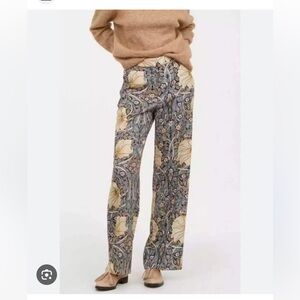 Morris & Co H&M Floral High Waisted Wide Leg Trouser Pants Size 2